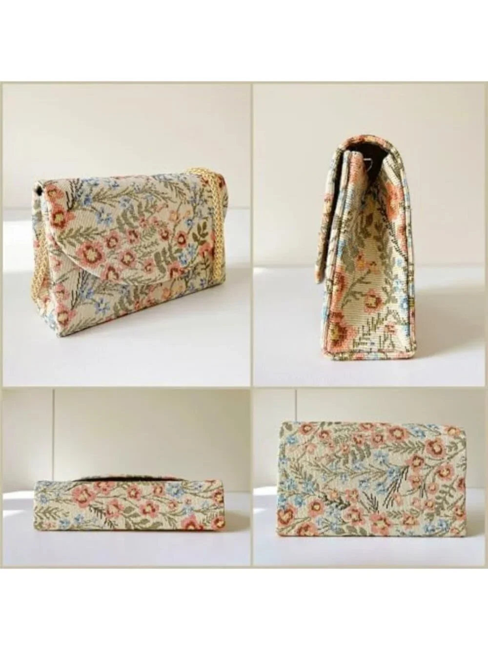 Floral Embroidered Evening Clutch Purse - Cute Crossbody Handbag for Weddings